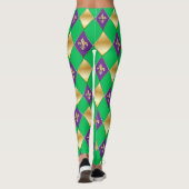 Mardi Gras Carnival Fleur de Lis Diamond Harlequin Leggings (Achterkant)