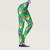 Mardi Gras Carnival Fleur de Lis Diamond Harlequin Leggings (Rechts)