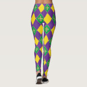 Mardi Gras Carnival Fleur de Lis Diamond Harlequin Leggings (Achterkant)