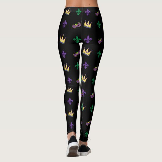 Mardi Gras Carnival Fleur de Lis Diamond Harlequin Leggings (Achterkant)