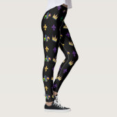 Mardi Gras Carnival Fleur de Lis Diamond Harlequin Leggings (Rechts)