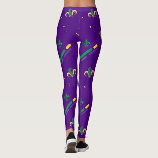 Mardi Gras Carnival Fleur de Lis Diamond Harlequin Leggings (Achterkant)