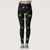 Mardi Gras Carnival Fleur de Lis Diamond Harlequin Leggings (Voorkant)
