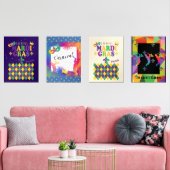 Mardi Gras Carnival Fleur de Lis Diamond Harlequin Muurkunst Sets (Woonkamer)