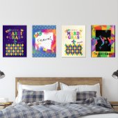 Mardi Gras Carnival Fleur de Lis Diamond Harlequin Muurkunst Sets (Slaapkamer)