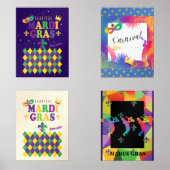 Mardi Gras Carnival Fleur de Lis Diamond Harlequin Muurkunst Sets (Voorkant)