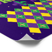 Mardi Gras Carnival Fleur de Lis Diamond Harlequin Poster (Hoek)