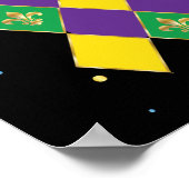 Mardi Gras Carnival Fleur de Lis Diamond Harlequin Poster (Hoek)