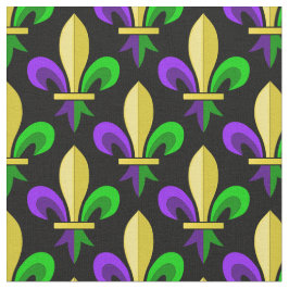 Mardi Gras Carnival Fleur De Lis op zwart Stof