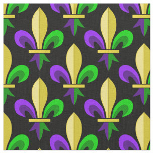 Mardi Gras Carnival Fleur De Lis op zwart Stof
