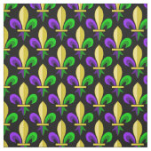 Mardi Gras Carnival Fleur De Lis op zwart Stof (Swatch)