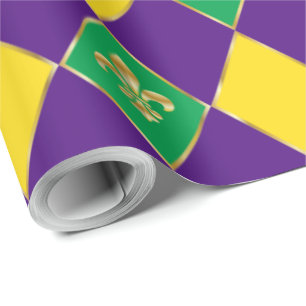 Mardi Gras Carnival Geometric Rhombus Fleur de Lis Cadeaupapier