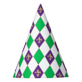 Mardi Gras Carnival Harlequin Fleur de Lis Diamond Feesthoedjes (Voorkant)