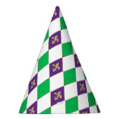 Mardi Gras Carnival Harlequin Fleur de Lis Diamond Feesthoedjes (Rechts)