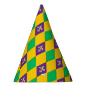 Mardi Gras Carnival Harlequin Fleur de Lis Diamond Feesthoedjes (Rechts)