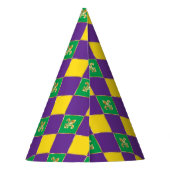 Mardi Gras Carnival Harlequin Fleur de Lis Diamond Feesthoedjes (Achterkant)