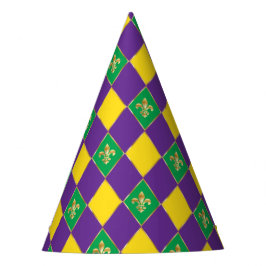Mardi Gras Carnival Harlequin Fleur de Lis Diamond Feesthoedjes