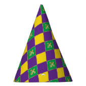 Mardi Gras Carnival Harlequin Fleur de Lis Diamond Feesthoedjes (Rechts)