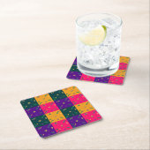 Mardi Gras Carnival Harlequin Fleur de Lis Diamond Kartonnen Onderzetters (Insitu)