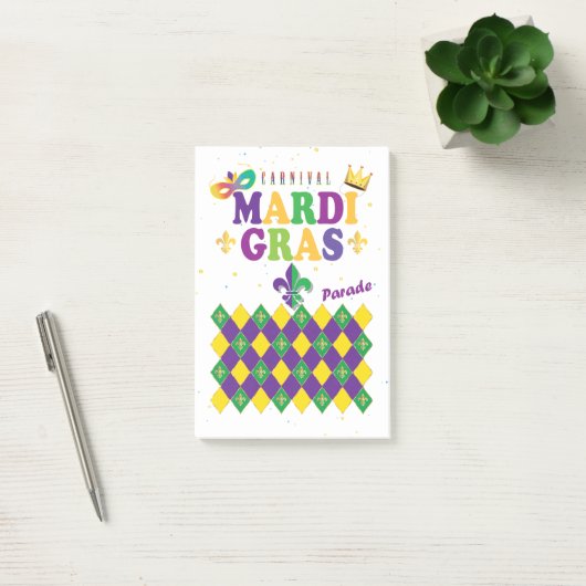 Mardi Gras Carnival Harlequin Fleur de Lis Diamond Post-it® Notes (Kantoor)