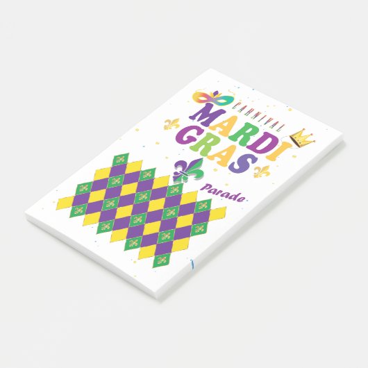 Mardi Gras Carnival Harlequin Fleur de Lis Diamond Post-it® Notes (Schuin)