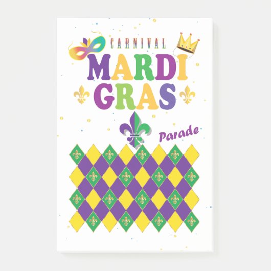 Mardi Gras Carnival Harlequin Fleur de Lis Diamond Post-it® Notes (Voorkant)
