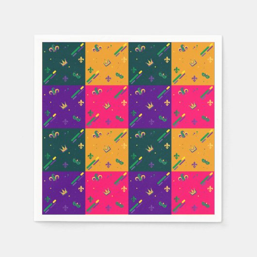 Mardi Gras Carnival Harlequin Fleur de Lis Diamond Servet (Voorkant)