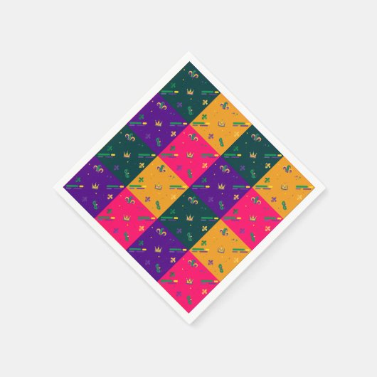 Mardi Gras Carnival Harlequin Fleur de Lis Diamond Servet (Hoek)