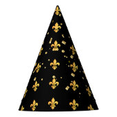 Mardi Gras Carnival Harlequin Gold Fleur de Lis Feesthoedjes (Voorkant)