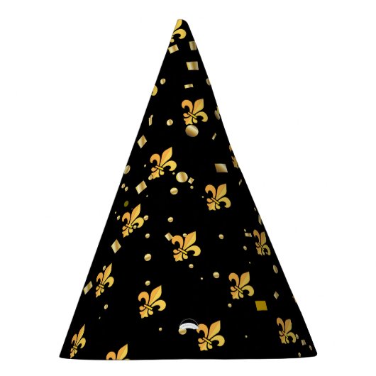 Mardi Gras Carnival Harlequin Gold Fleur de Lis Feesthoedjes (Rechts)