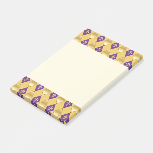 Mardi Gras Carnival Harlequin Gold Fleur de Lis Post-it® Notes (Schuin)