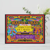 Mardi Gras Carnival Invitation Kaart (Staand voorkant)