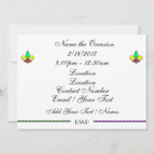 Mardi Gras Carnival Invitation Kaart (Achterkant)