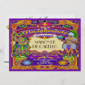 Mardi Gras Carnival Invitation Kaart (Voorkant / Achterkant)