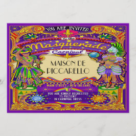 Mardi Gras Carnival Invitation Kaart
