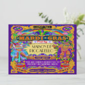 Mardi Gras Carnival Invitation Kaart (Staand voorkant)