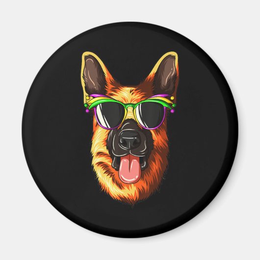 Mardi Gras Carnival Mask German Shepherd Magneet (Voorkant)