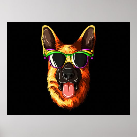 Mardi Gras Carnival Mask German Shepherd Poster (Voorkant)