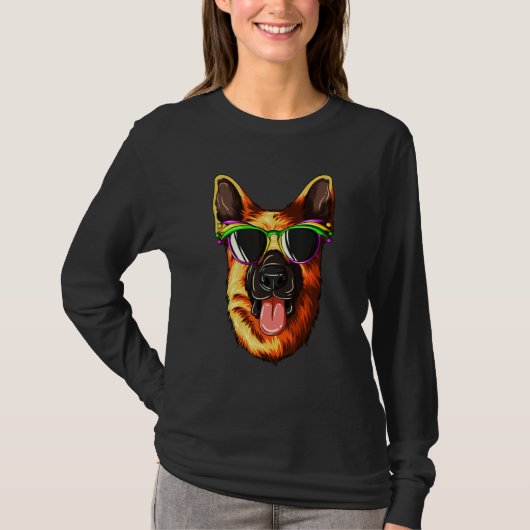 Mardi Gras Carnival Mask German Shepherd T-shirt (Voorkant)