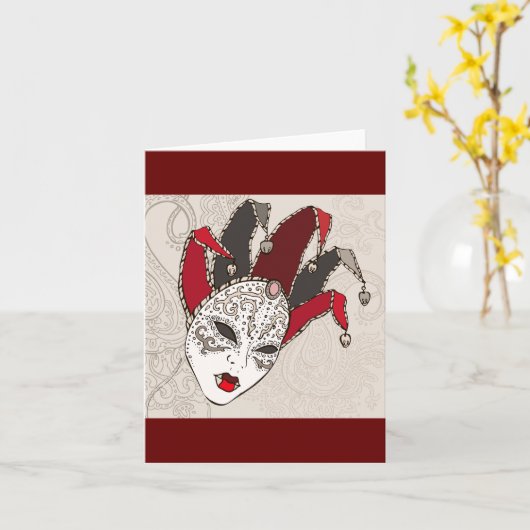 Mardi Gras Carnival Mask Note-kaarten Kaart (Gele Bloem)