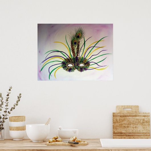 Mardi Gras Carnival Mask Poster Art Print (Keuken)