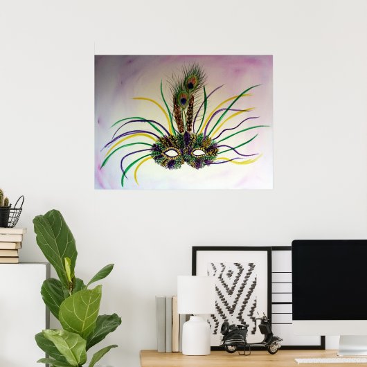 Mardi Gras Carnival Mask Poster Art Print (Thuiskantoor)
