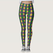 Mardi Gras Carnival Paars Gold en groene Leggings (Voorkant)