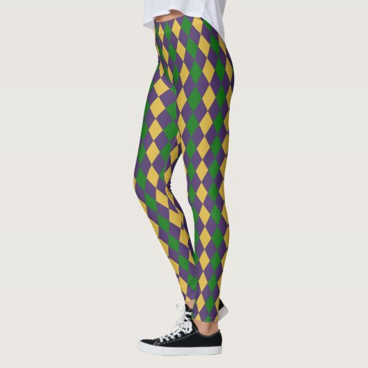 Mardi Gras Carnival Paars Gold en groene Leggings (Links)