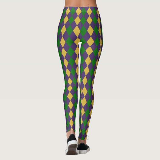 Mardi Gras Carnival Paars Gold en groene Leggings (Achterkant)
