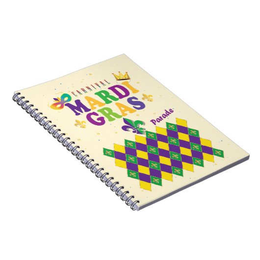 Mardi Gras Carnival Party Fleur de Lis Pattern Notitieboek (Rechterzijde)