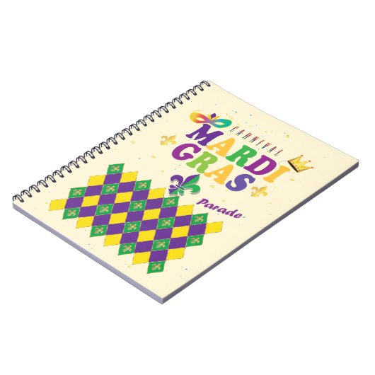Mardi Gras Carnival Party Fleur de Lis Pattern Notitieboek (Linkerzijde)