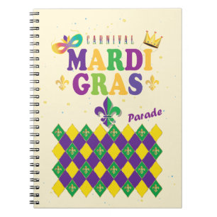 Mardi Gras Carnival Party Fleur de Lis Pattern Notitieboek