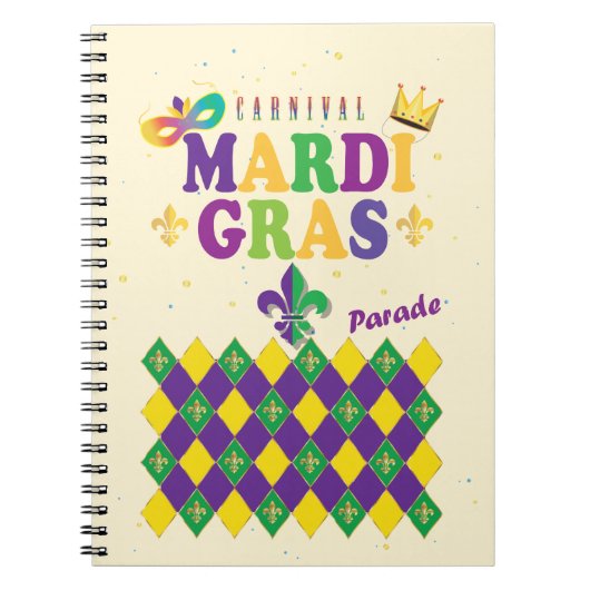 Mardi Gras Carnival Party Fleur de Lis Pattern Notitieboek (Voorkant)