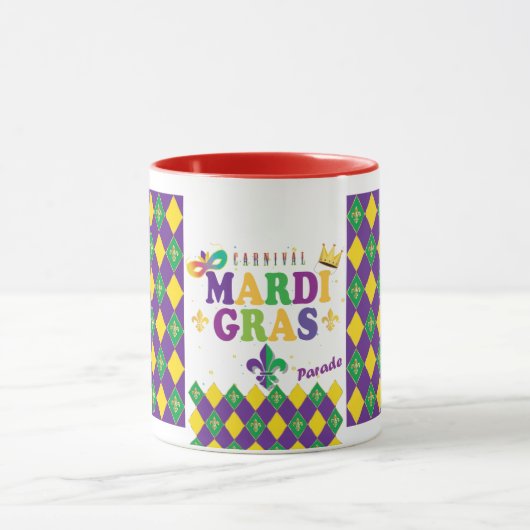 Mardi Gras Carnival Party Fleur de Lis Rhombus Mok (Midden)